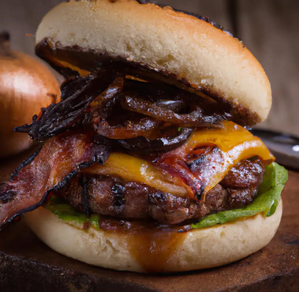 Barbecue Bacon Burger With Caramelized Onions Recipe