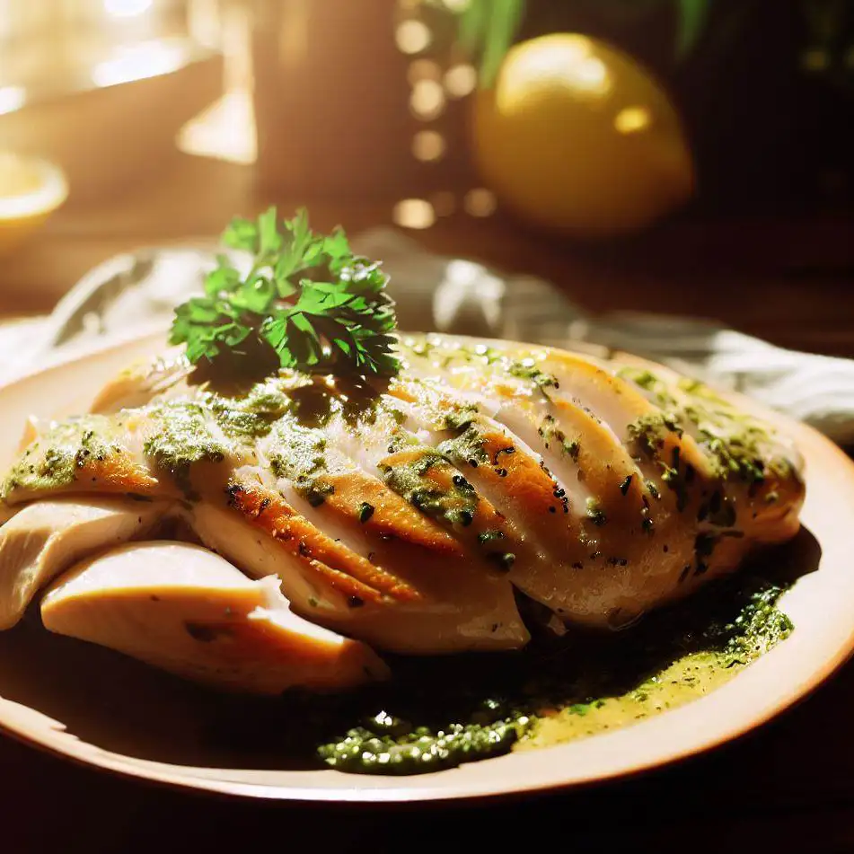 Oven Baked Chicken Breast with Lemon-Parsley Sauce