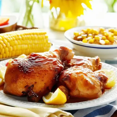 Oven Baked Chicken Thighs with Mustard-Honey Glaze